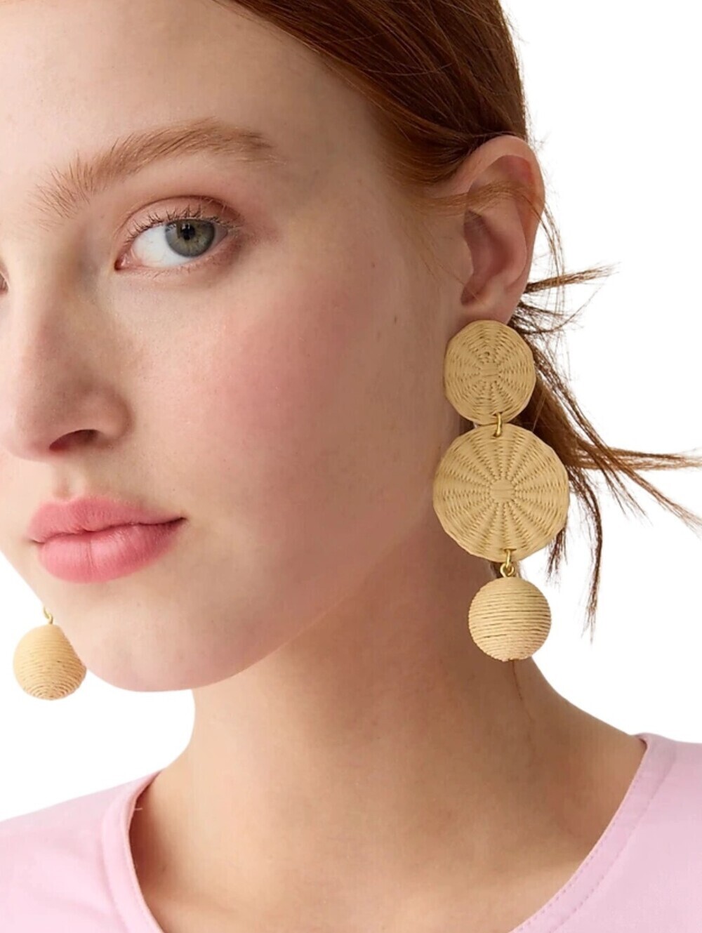 New! J. Crew Raffia Straw Bohemian Tripe Drop Natural Earrings